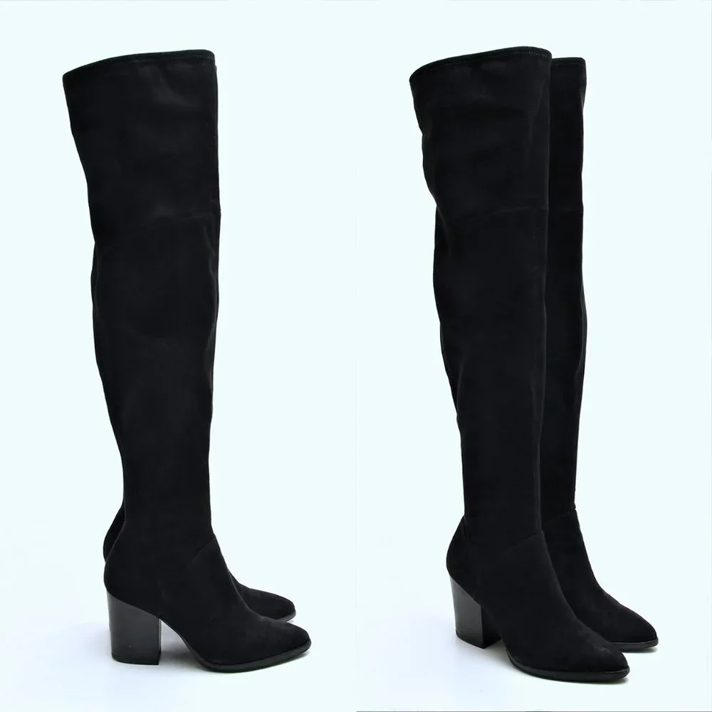 Marc Fisher LTD Larrine Pointed Toe Over The Knee Boots Black Women‎ Size 8.5